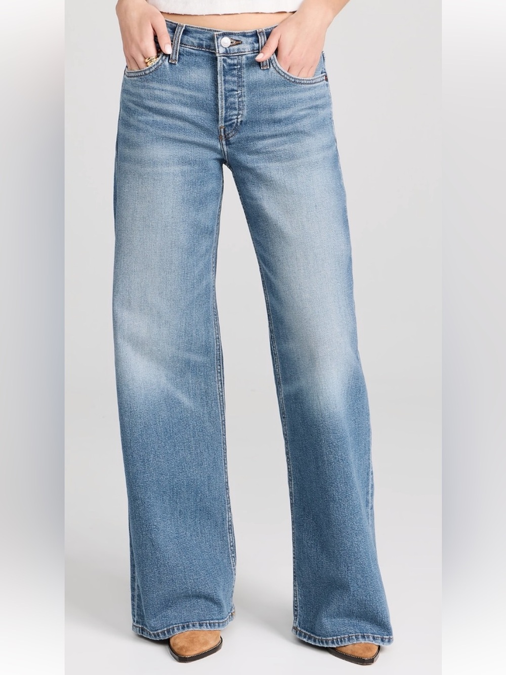 RE/DONE Mid Rise Wide Leg Jeans